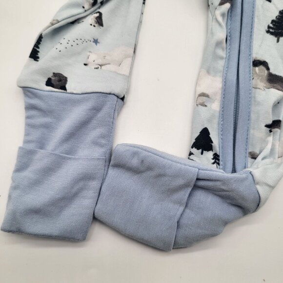 ANGEL DEAR Baby 0-3M Arctic Animals Blue Romper Sleeper Zip Pajama NWT - Picture 6 of 6